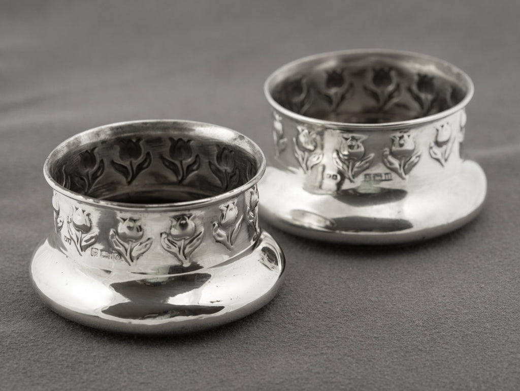 Pair Antique Art Nouveau Hallmarked Sterling Silver Jars/Pots John Rose