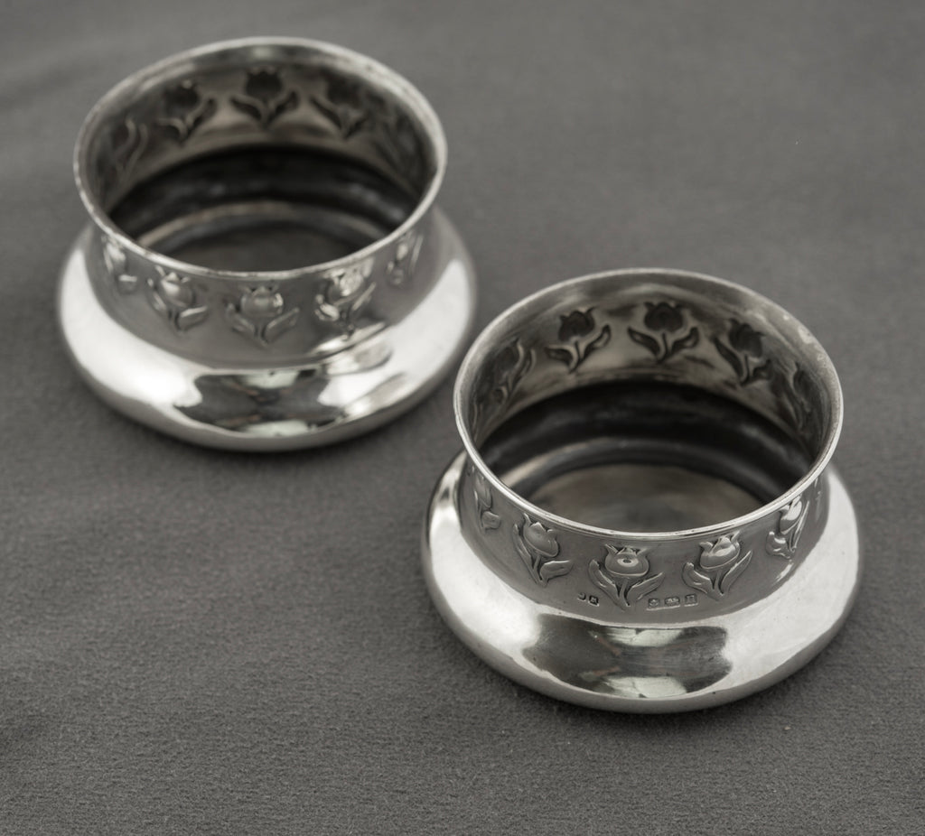 Pair Antique Art Nouveau Hallmarked Sterling Silver Jars/Pots John Rose
