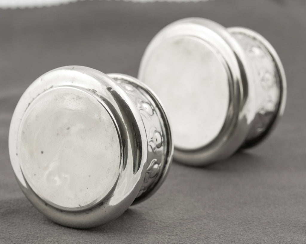 Pair Antique Art Nouveau Hallmarked Sterling Silver Jars/Pots John Rose