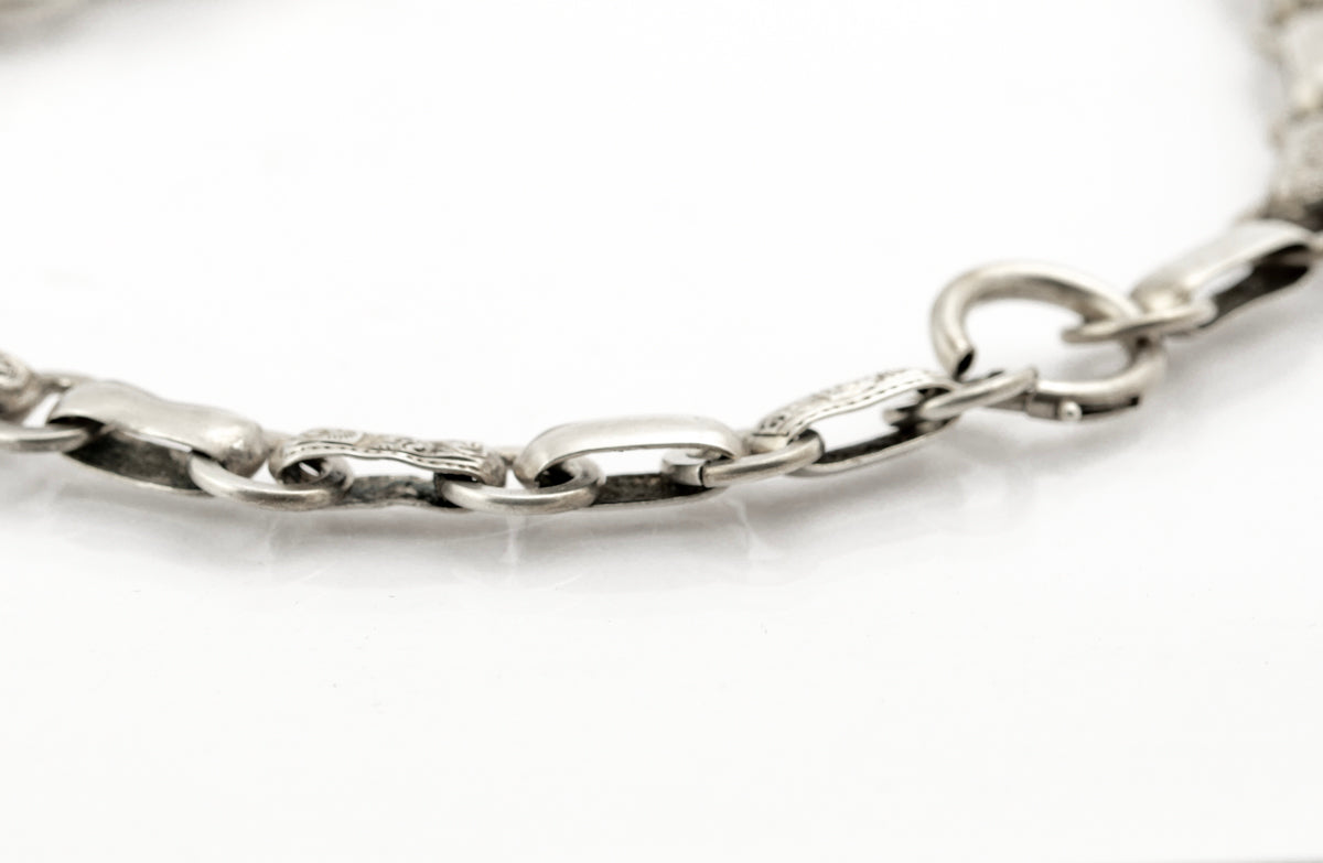 Antique Victorian Fancy Link Chain & Locket Necklace Chased Design c.1870 (B2386)