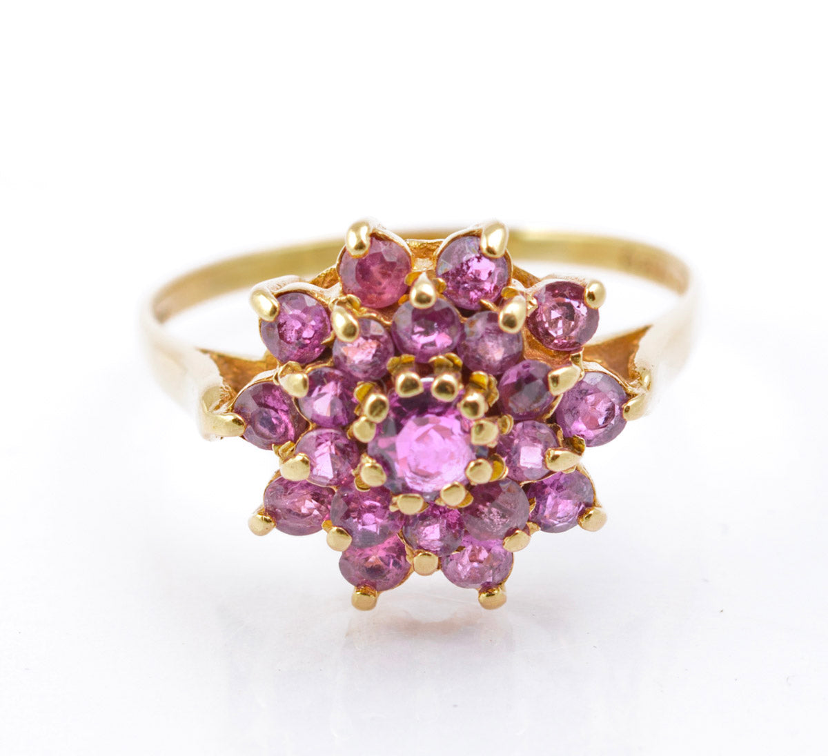 Vintage 9ct Gold & Natural Ruby Cluster Ring Hallmarked 1972 Ladies Size Q1/2 (B2391)