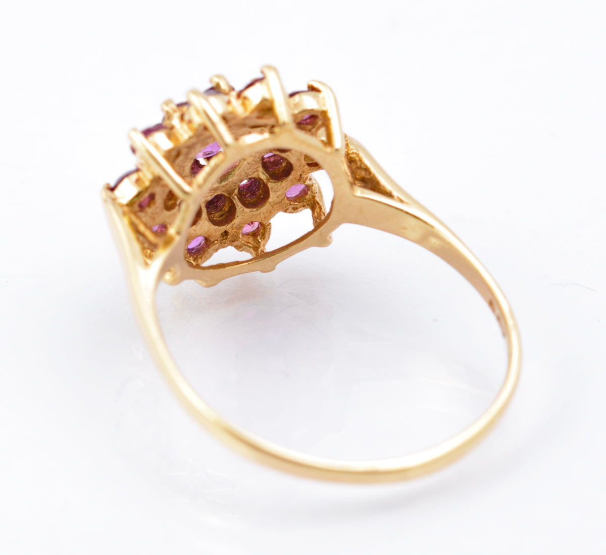 Vintage 9ct Gold Ruby Cluster Ring | Natural Rubies | London Hallmark 1972 | Size Q½ (Code B2391)