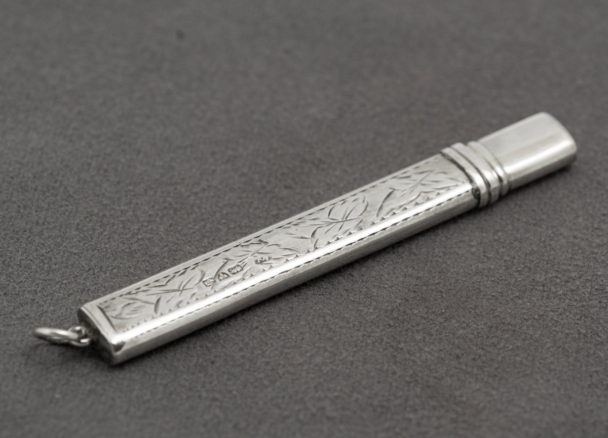 Antique Edwardian Sterling Silver Flat Pencil Holder Chester Hallmark 1906 (B2394)