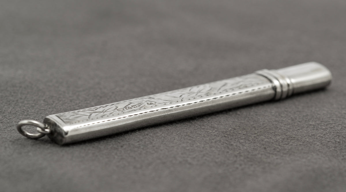 Antique Edwardian Sterling Silver Flat Pencil Holder Chester Hallmark 1906 (B2394)