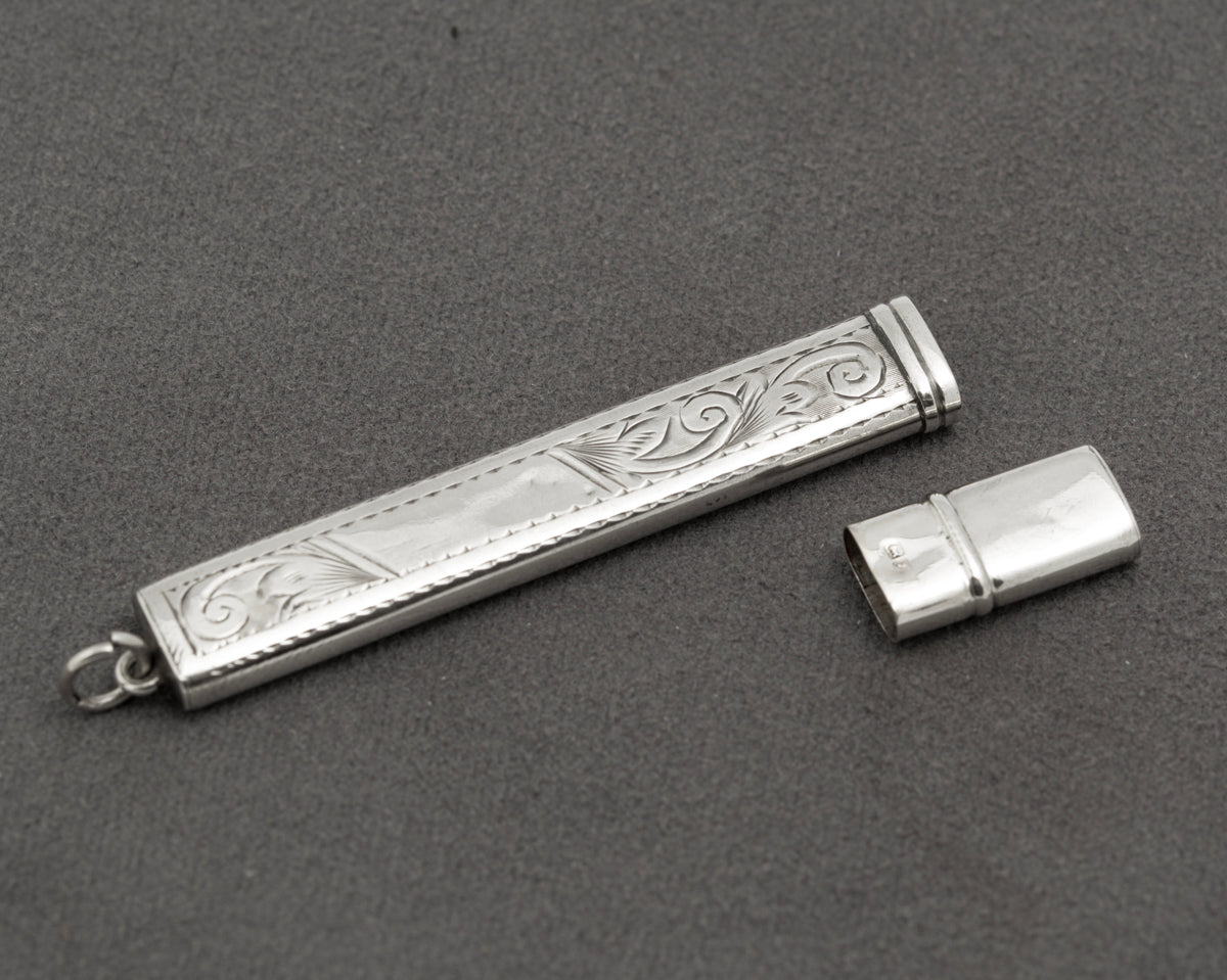 Antique Edwardian Sterling Silver Flat Pencil Holder Chester Hallmark 1906 (B2394)