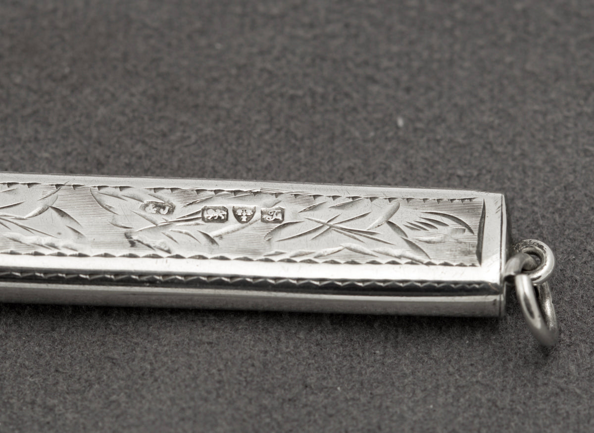Antique Edwardian Sterling Silver Flat Pencil Holder Chester Hallmark 1906 (B2394)