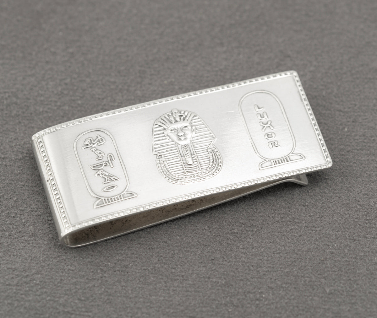 Vintage Sterling Silver Egyptian Design Luxor Money Clip With Cartouche (B2401)
