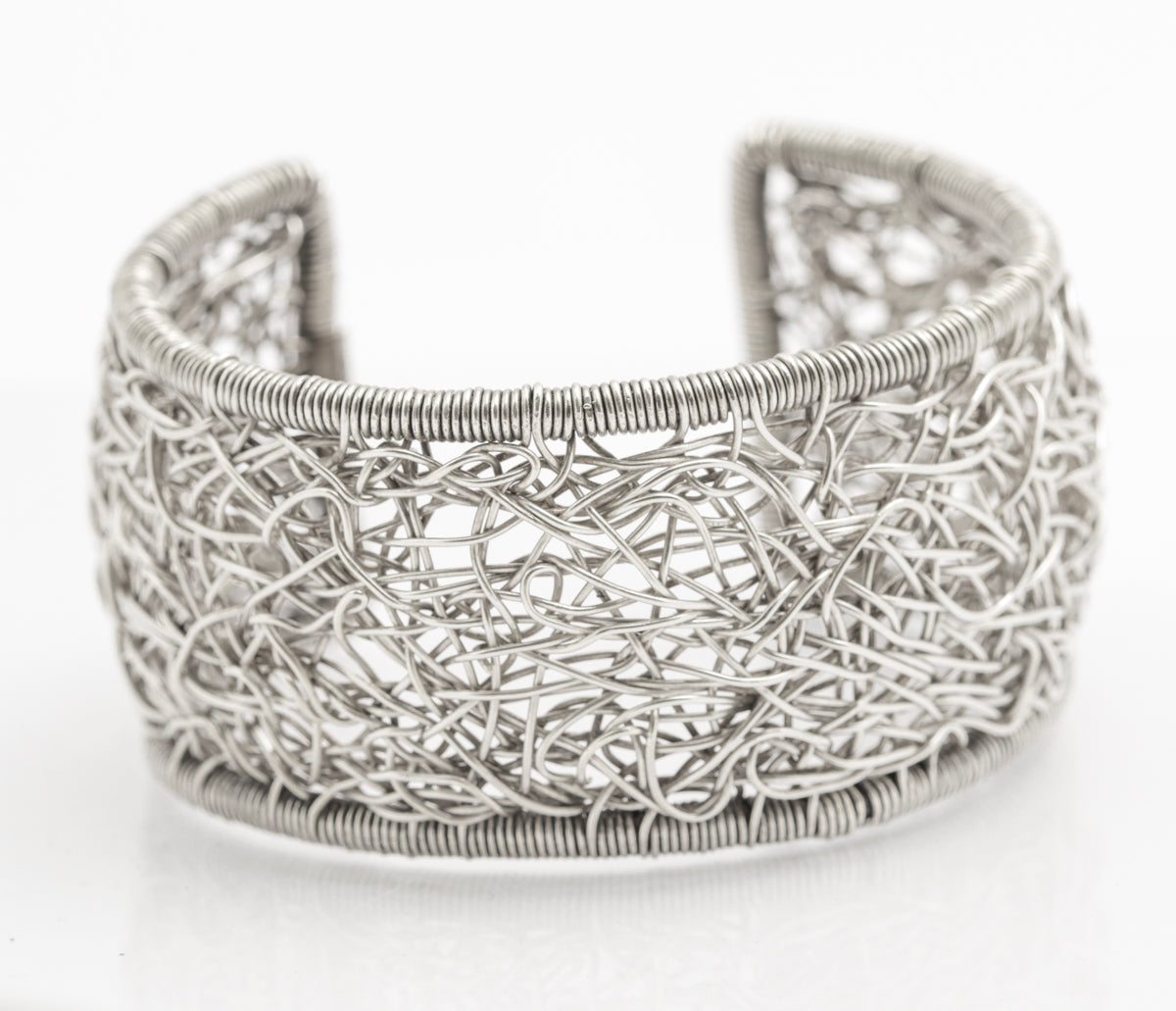 Vintage Mexican Sterling Silver Cuff Bangle/Bracelet Wire Work Hand Made (B2410)
