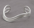Vintage Mexican Taxco 925 Sterling Silver Wavy Bar Bangle / Bracelet (B2420)