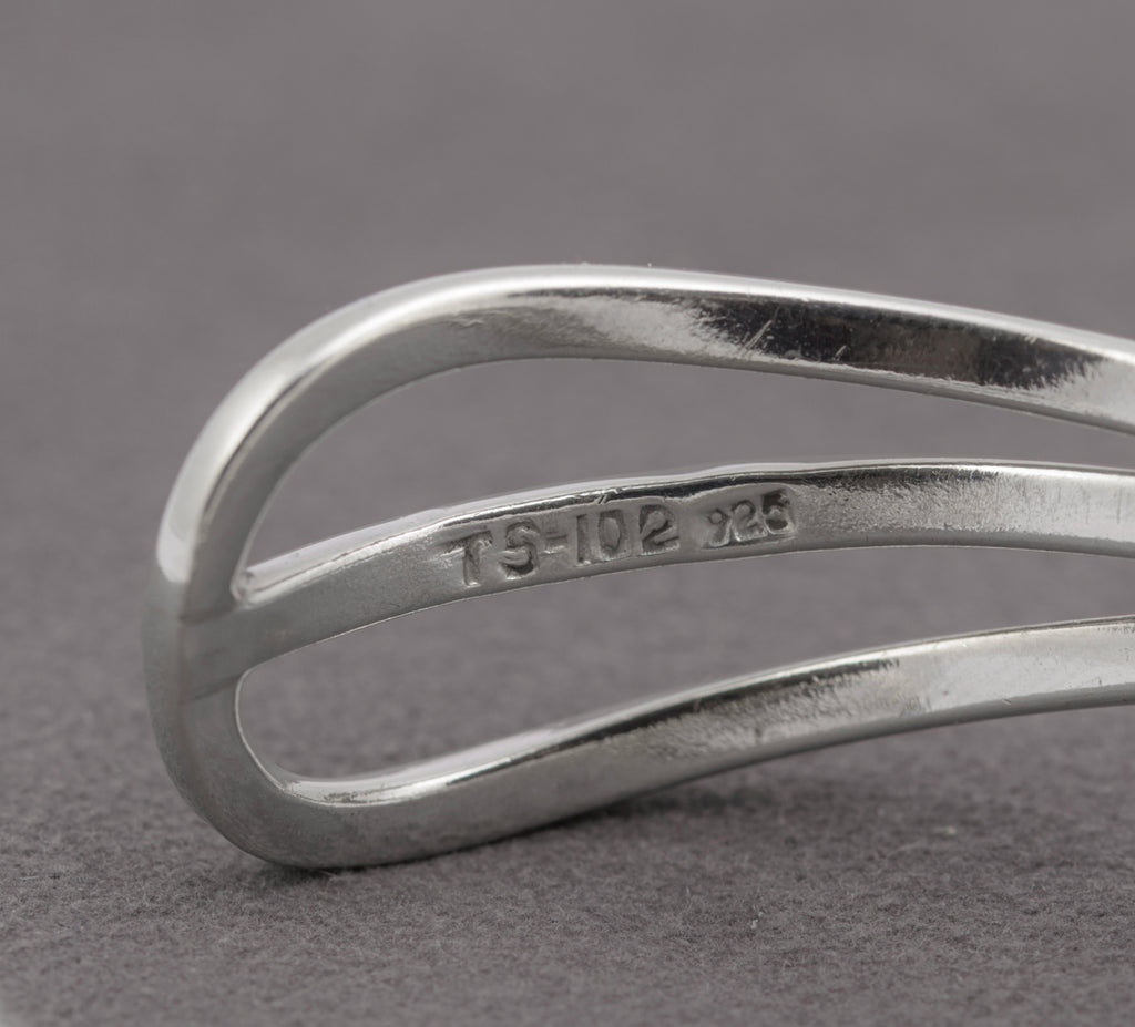 Vintage Mexican Taxco 925 Sterling Silver Wavy Bar Bangle / Bracelet (B2420)