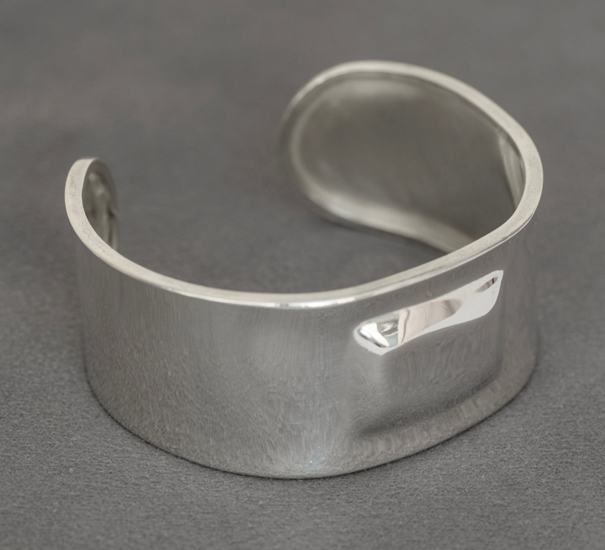 Large Vintage Sterling Silver Cuff Bangle Birmingham Hallmark 1980s Retro (B2427)