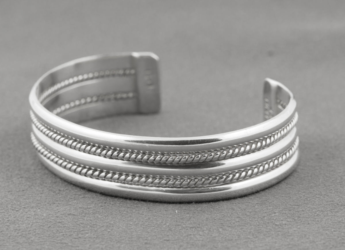 Vintage Mexican Sterling Silver Hand Made Bangle Bracelet Rope Twist Design (B2430)