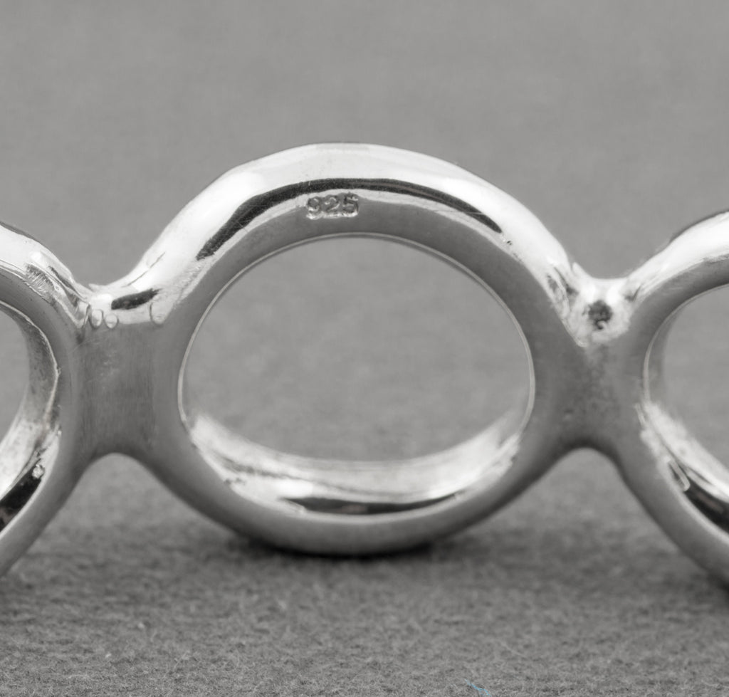 Vintage 925 Sterling Silver Heavy Loop Bangle Bracelet Hand Made 1980's (B2431)