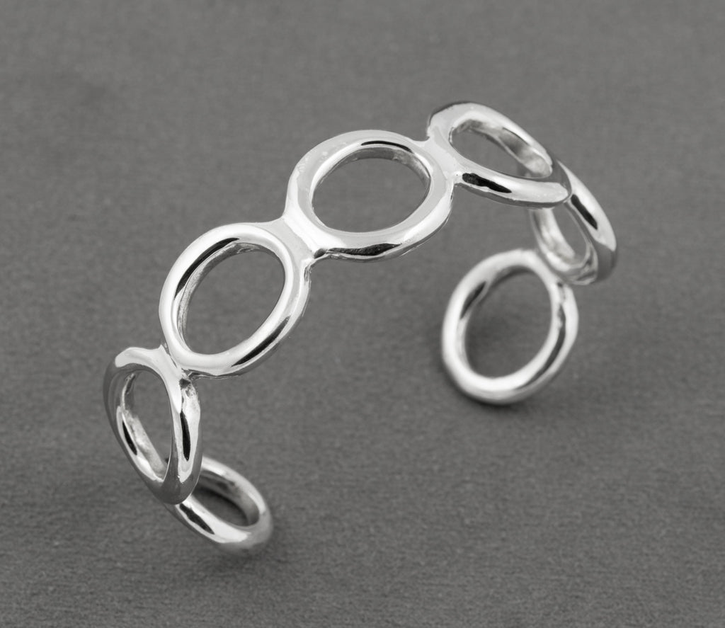 Vintage 925 Sterling Silver Heavy Loop Bangle Bracelet Hand Made 1980's (B2431)