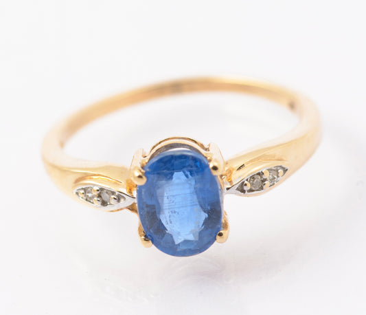 9ct Yellow Gold & 1.33 Carat Natural Royal Blue Sapphire Gemstone Ring Size N1/2 (B2444)