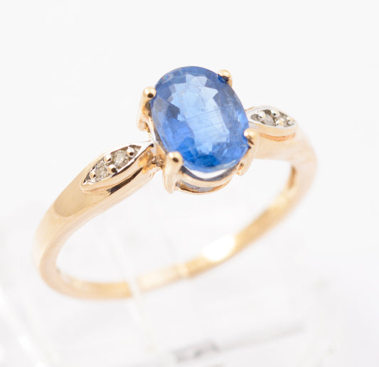 9ct Yellow Gold & 1.33 Carat Natural Royal Blue Sapphire Gemstone Ring Size N1/2 (B2444)
