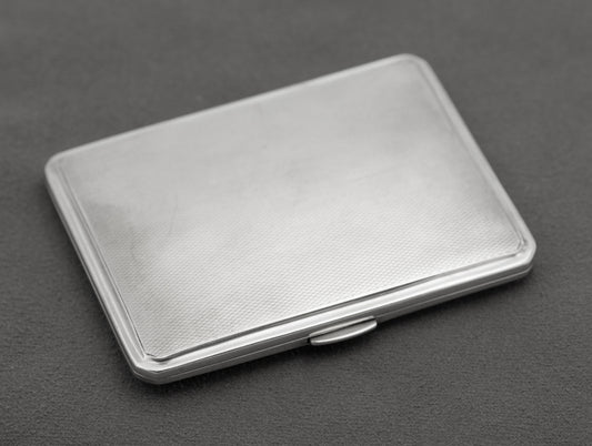Art Deco Sterling Silver Cigarette Case Hallmarked London 1937 Engine Turned (B2451)