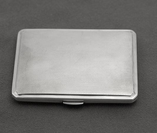 Art Deco Sterling Silver Cigarette Case Hallmarked London 1937 Engine Turned (B2451)