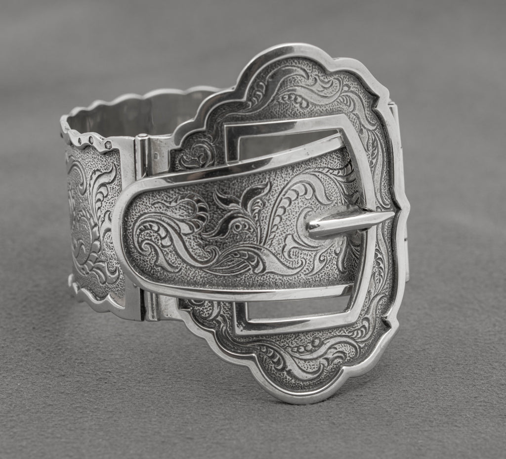 Vintage Dutch .833 Silver Fabulous Buckle Bangle/Bracelet Amsterdam Marks (B2453)