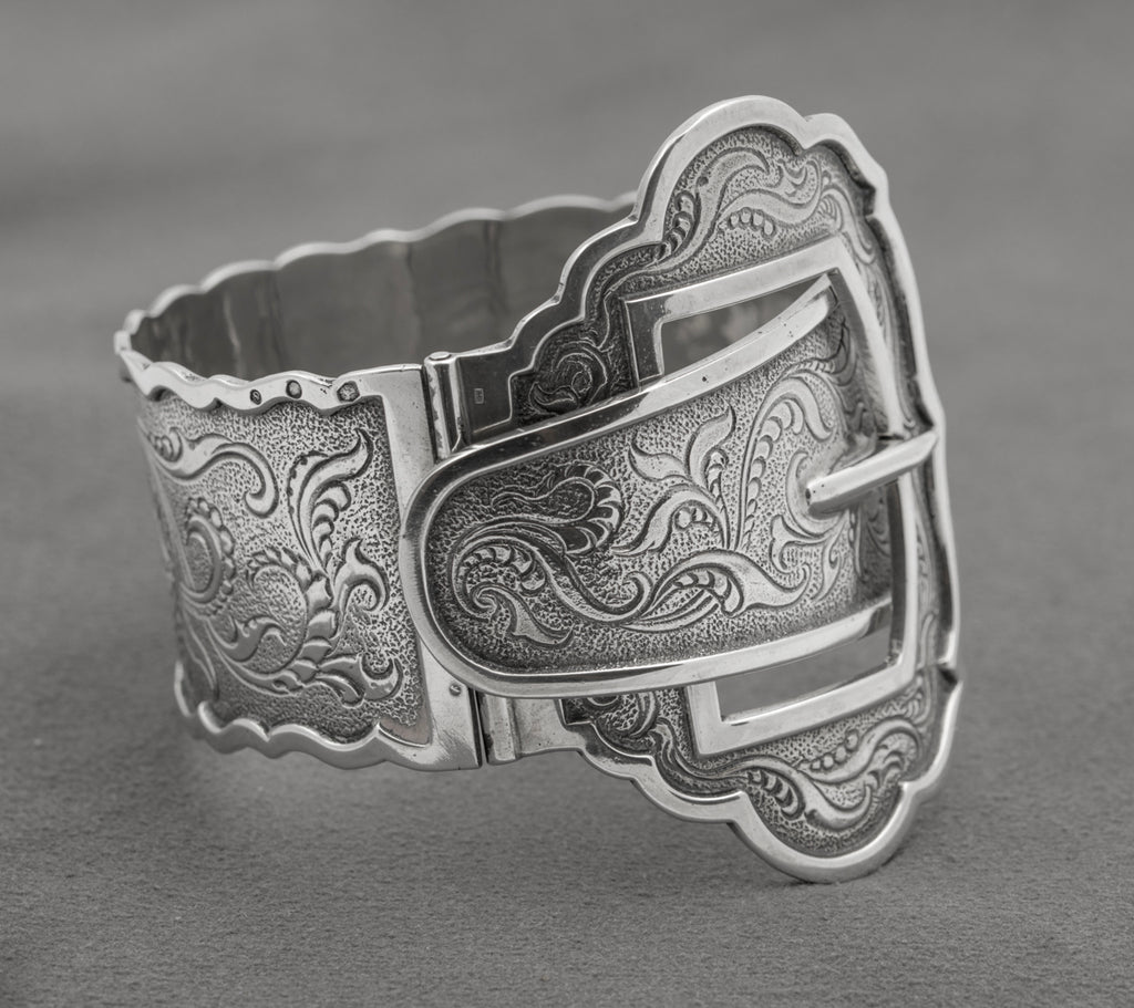 Vintage Dutch .833 Silver Fabulous Buckle Bangle/Bracelet Amsterdam Marks (B2453)