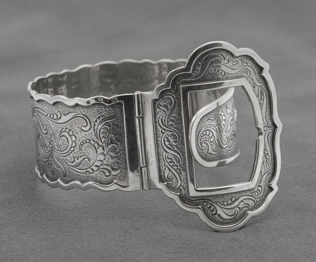 Vintage Dutch .833 Silver Fabulous Buckle Bangle/Bracelet Amsterdam Marks (B2453)