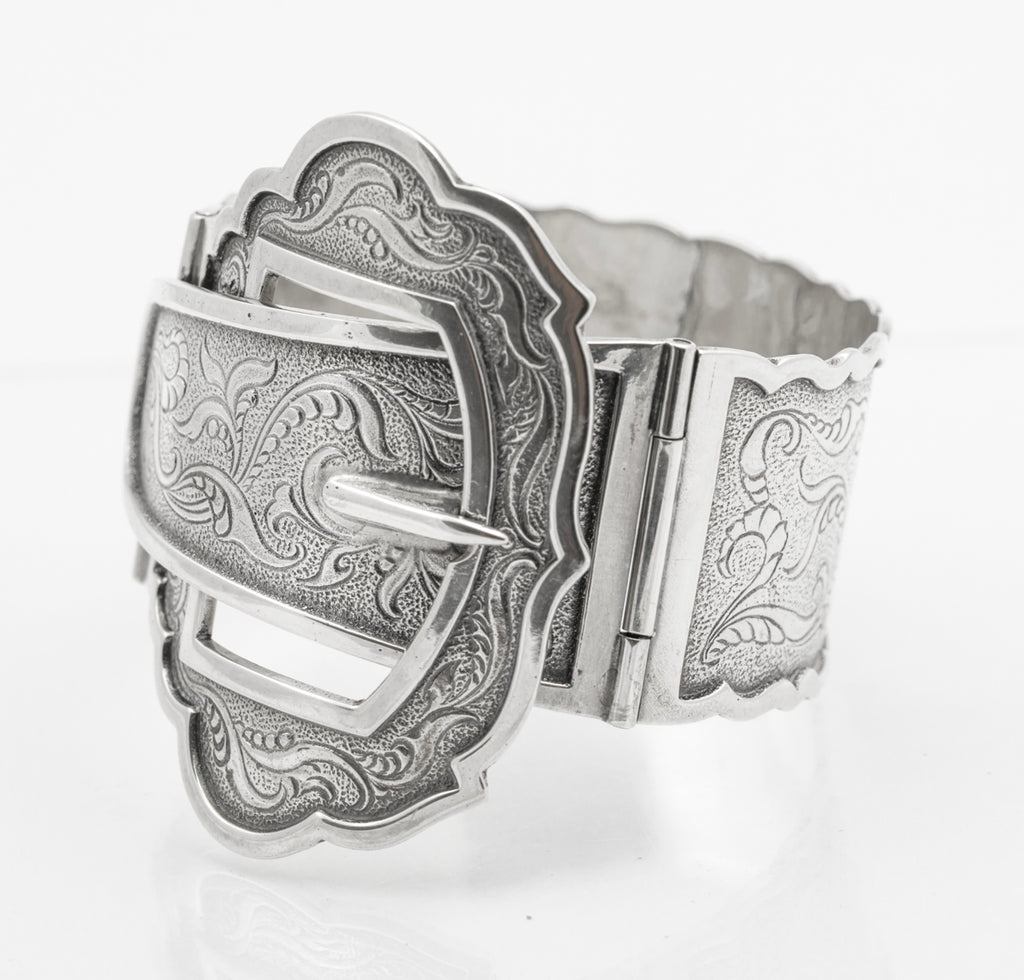 Vintage Dutch .833 Silver Fabulous Buckle Bangle/Bracelet Amsterdam Marks (B2453)