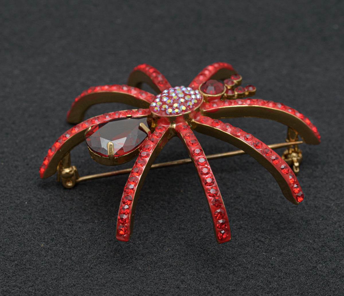 Butler & Wilson Large Red Crystal Spider Brooch Pin - Boxed (B2461)