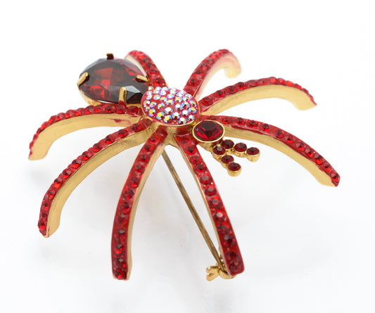 Butler & Wilson Large Red Crystal Spider Brooch Pin - Boxed (B2461)