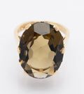 Vintage 9ct Gold Ring With Huge 14 Carat Natural Smoky Quartz Gemstone UK Size L (B2466)