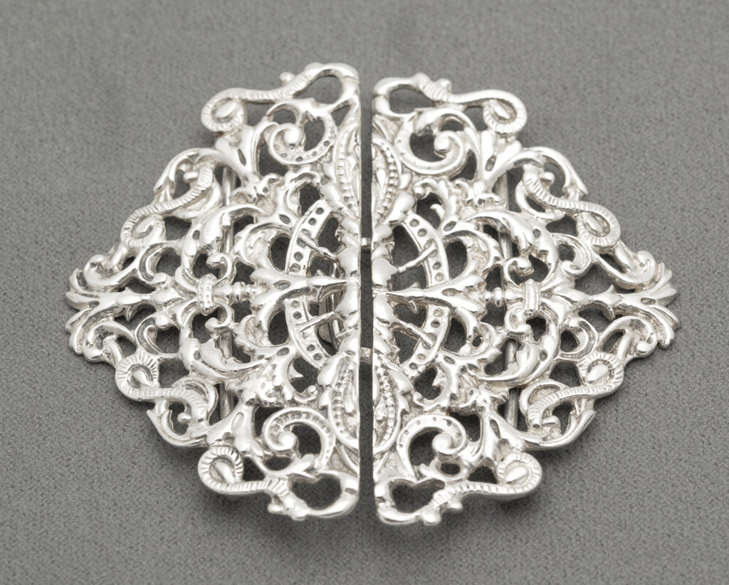 Vintage Hallmarked 1991 Sterling Silver Nurses Buckle Baroque Design (B2468)