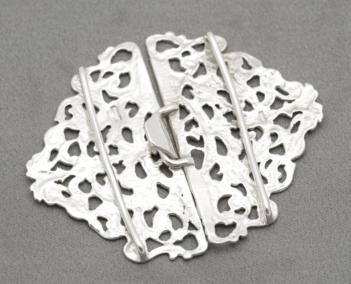 Vintage Hallmarked 1991 Sterling Silver Nurses Buckle Baroque Design (B2468)