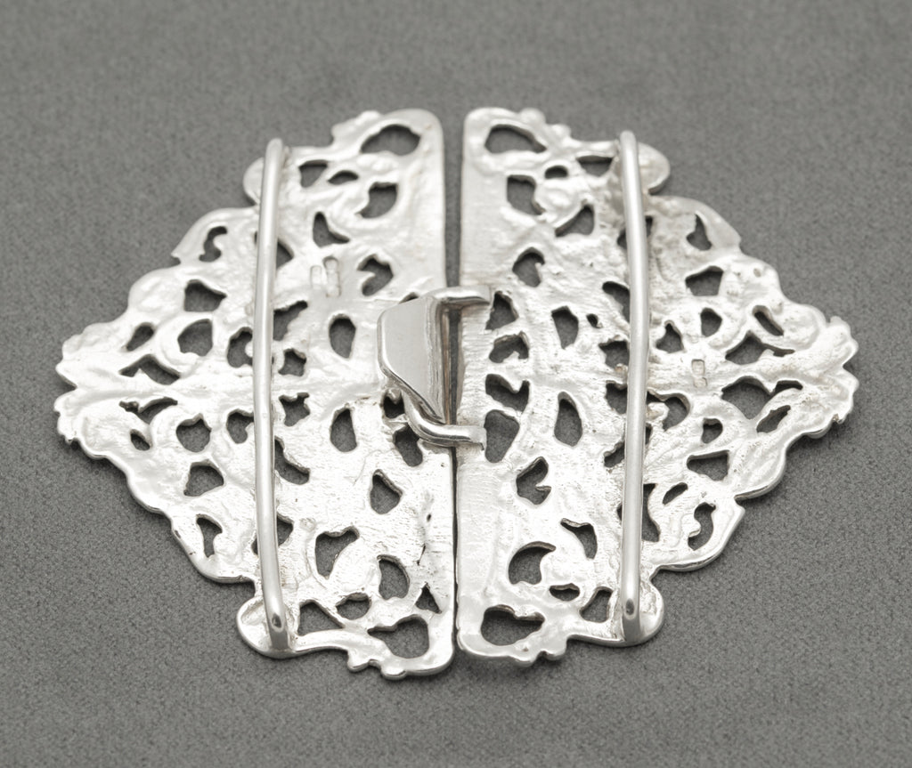 Vintage Hallmarked 1991 Sterling Silver Nurses Buckle Baroque Design (B2468)