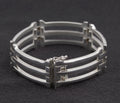 Vintage .835 Silver German Heavy Chunky Gate Bracelet 3 Bar (B2482)