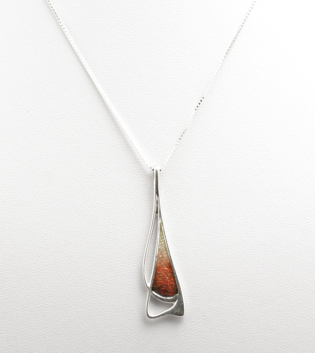 Sterling Silver & Enamel Pendant Necklace By Malcolm Gray For Ortak Jewellery (B2483)