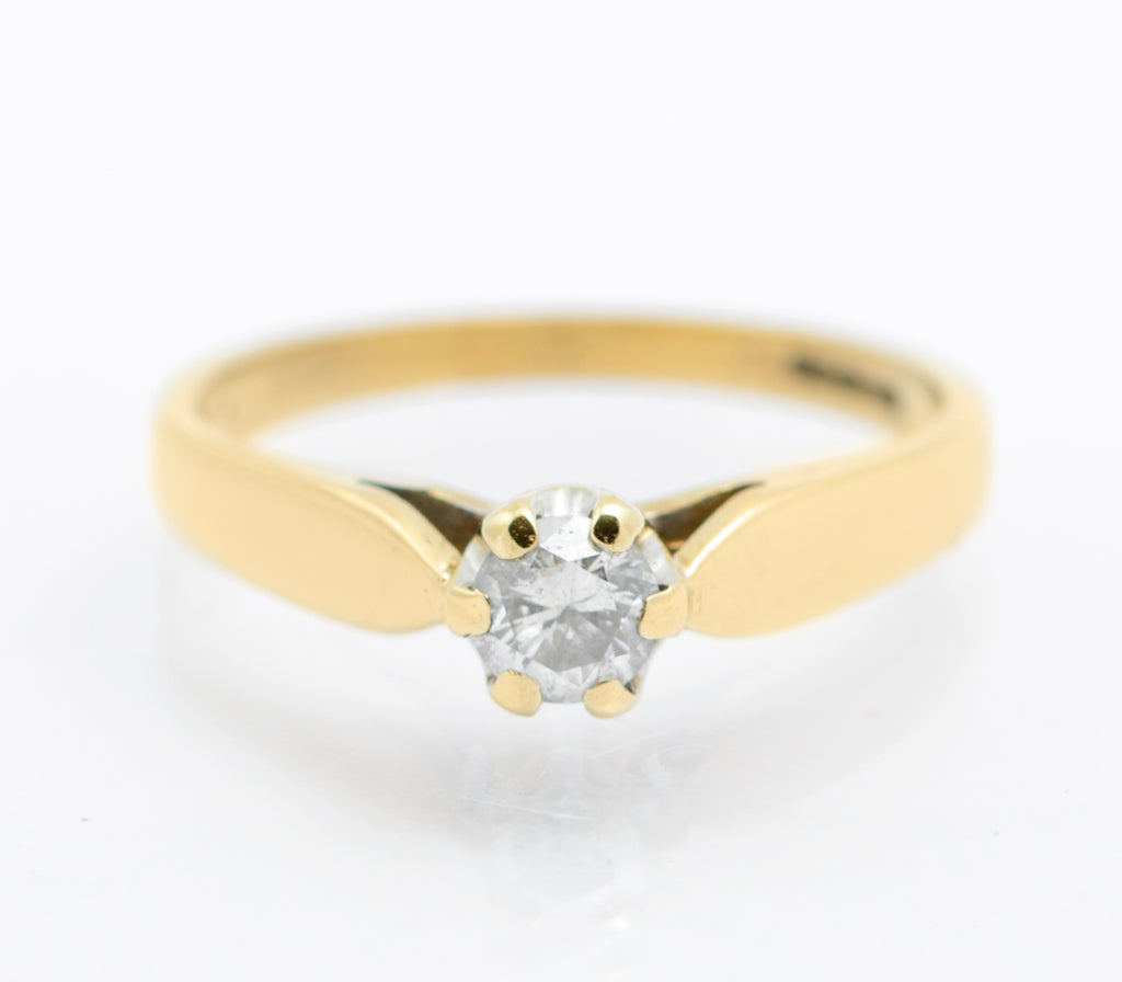 Vintage 9ct Gold Hallmarked Natural Diamond Solitaire Ring 0.25 Carats UK Size J1/2 (B2486)