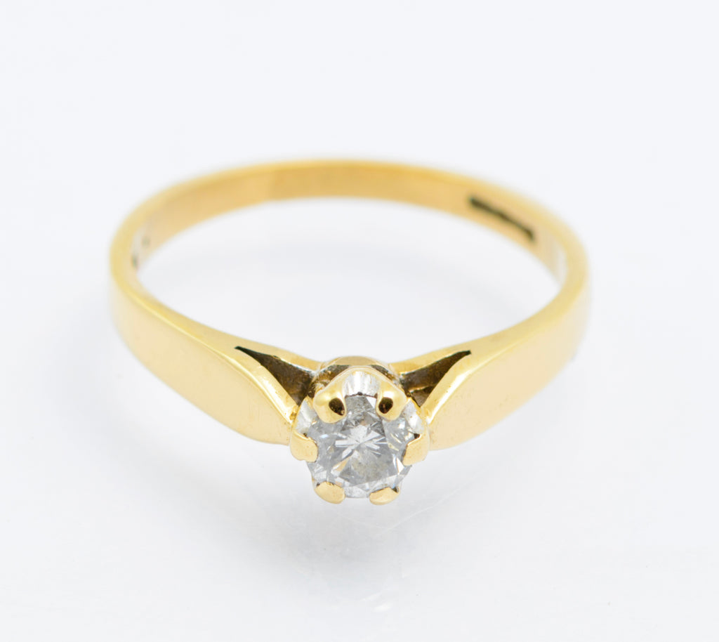 Vintage 9ct Gold Hallmarked Natural Diamond Solitaire Ring 0.25 Carats UK Size J1/2 (B2486)