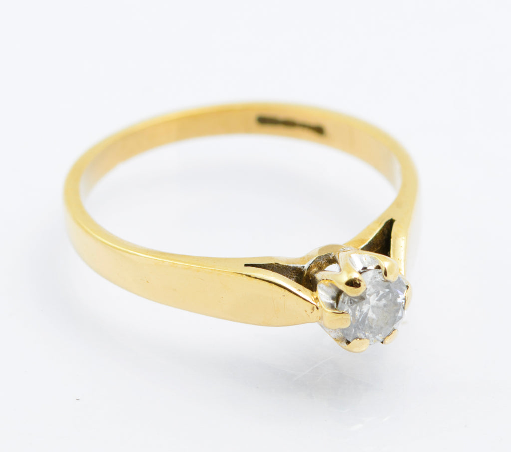 Vintage 9ct Gold Hallmarked Natural Diamond Solitaire Ring 0.25 Carats UK Size J1/2 (B2486)