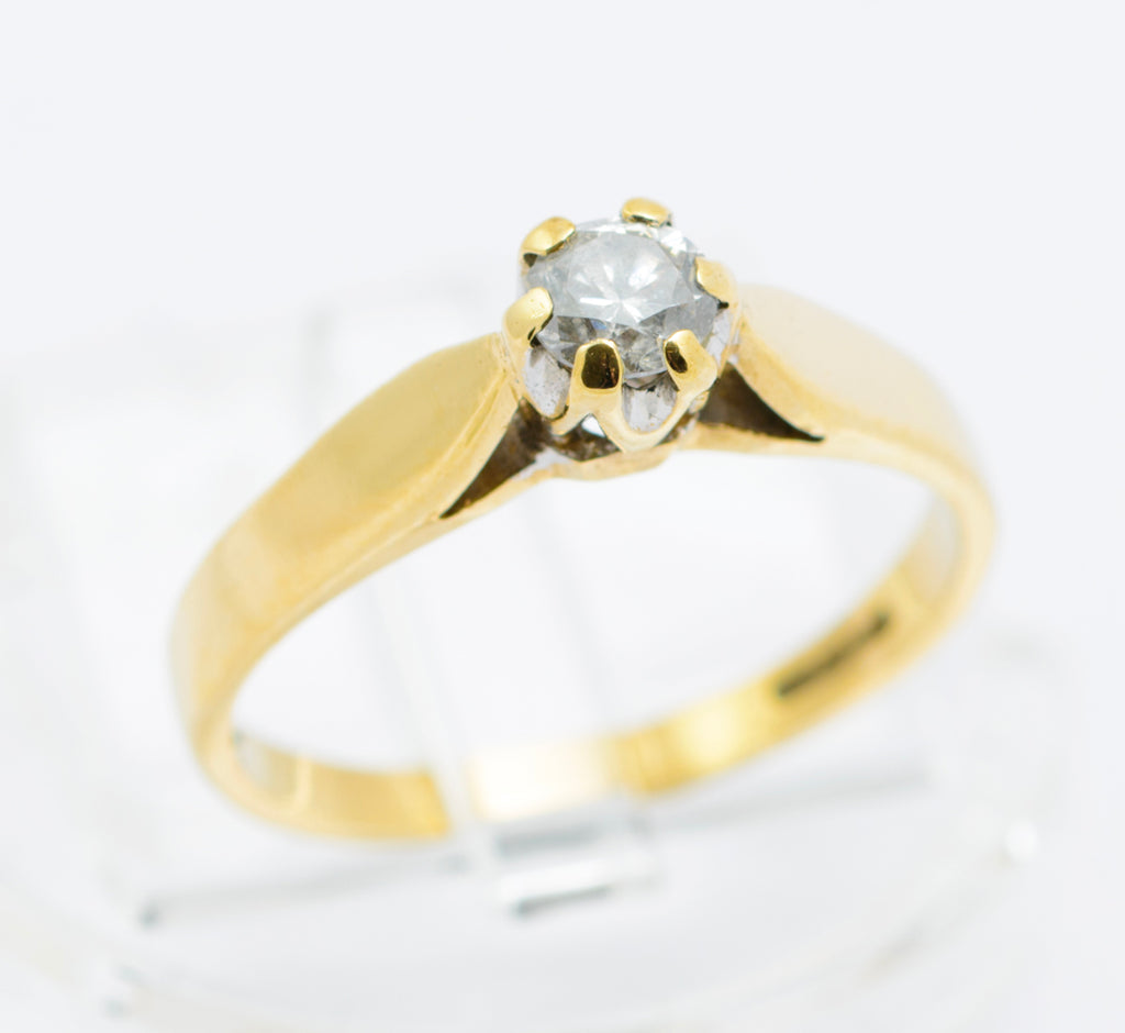 Vintage 9ct Gold Hallmarked Natural Diamond Solitaire Ring 0.25 Carats UK Size J1/2 (B2486)