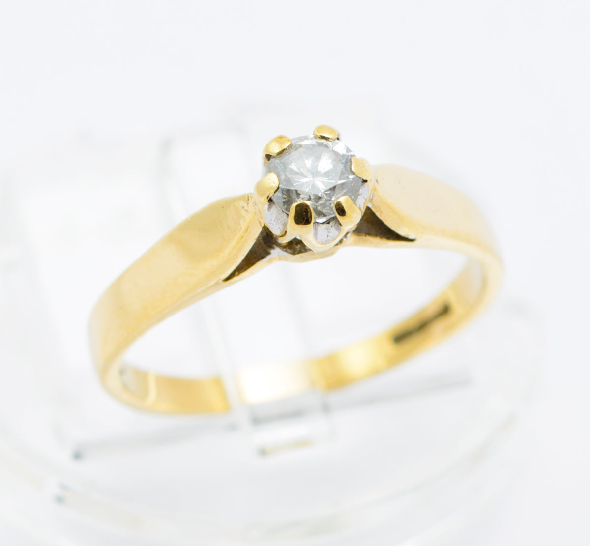 Vintage 9ct Gold Hallmarked Natural Diamond Solitaire Ring 0.25 Carats UK Size J1/2 (B2486)