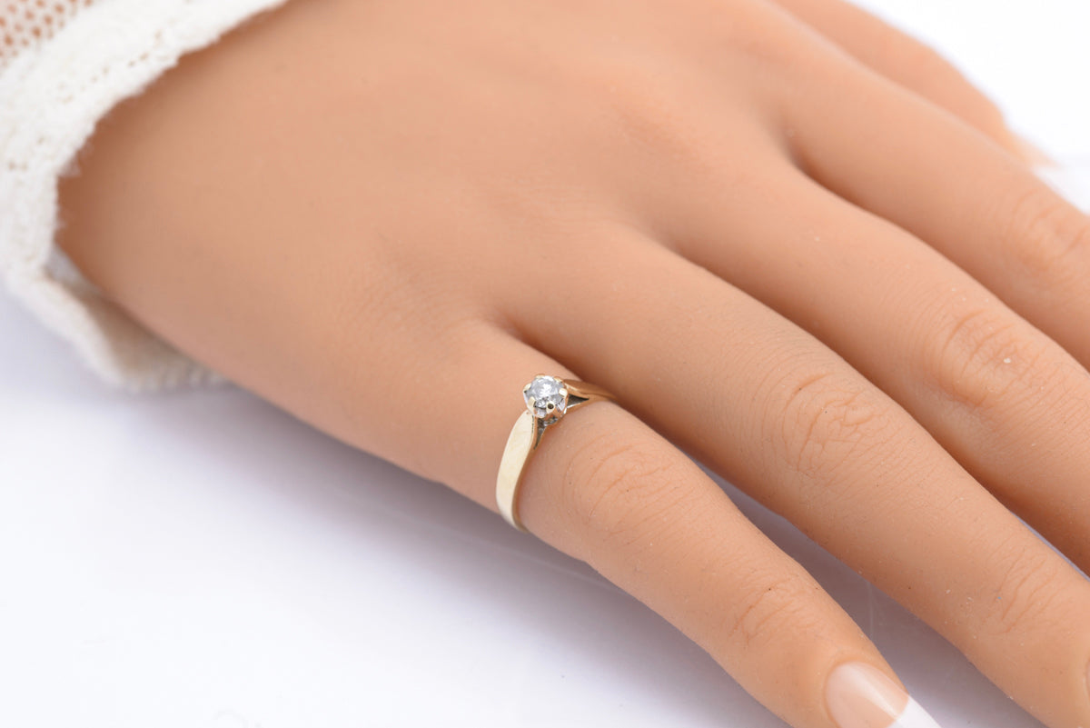 Vintage 9ct Gold Hallmarked Natural Diamond Solitaire Ring 0.25 Carats UK Size J1/2 (B2486)