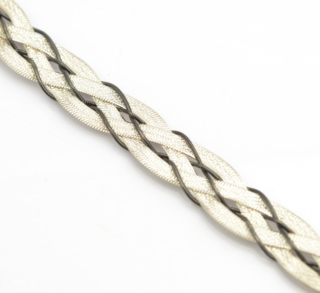 Vintage Italian Sterling Silver Flat Snake Chain Bracelet Intertwined Hallmarked (B2493)