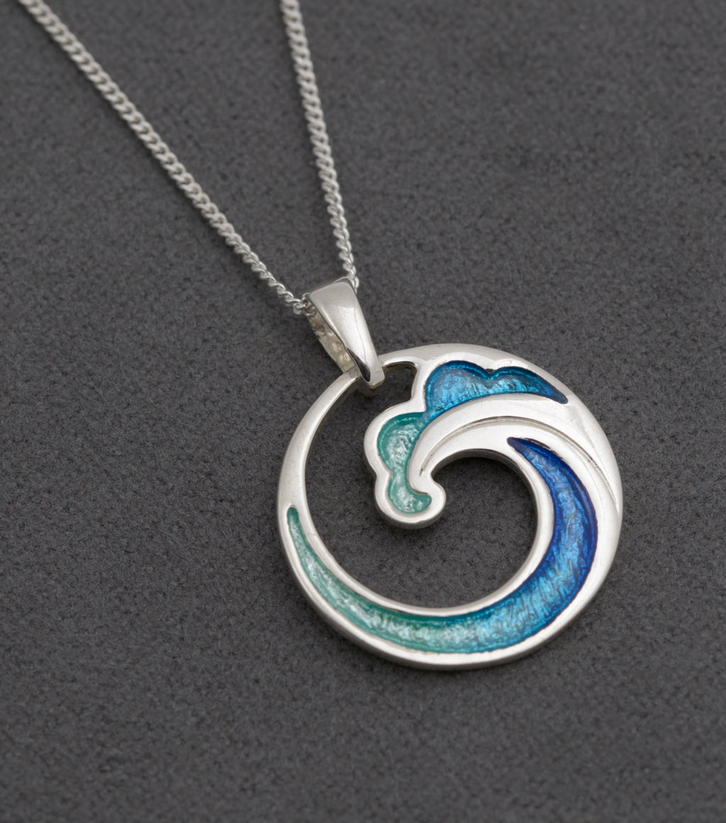 Malcolm Gray - Ortak Jewellery Sterling Silver & Enamel Costal Pendant Necklace (B2498)