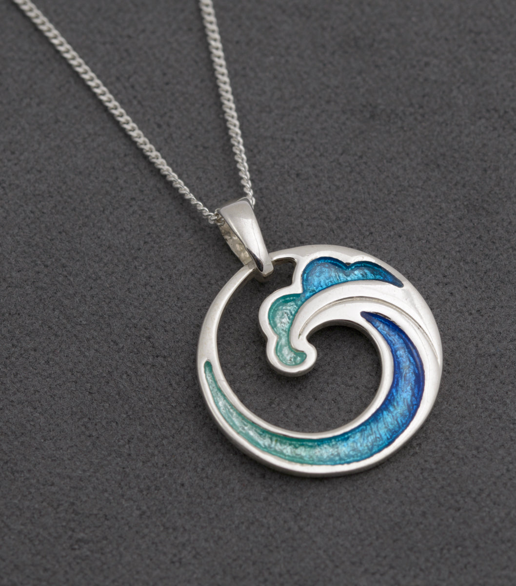 Malcolm Gray - Ortak Jewellery Sterling Silver & Enamel Costal Pendant Necklace (B2498)
