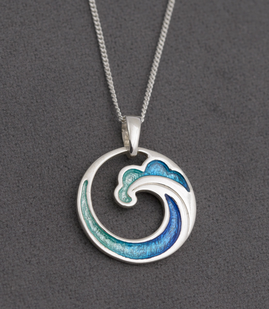 Malcolm Gray - Ortak Jewellery Sterling Silver & Enamel Costal Pendant Necklace (B2498)