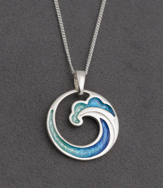 Malcolm Gray - Ortak Jewellery Sterling Silver & Enamel Costal Pendant Necklace (B2498)