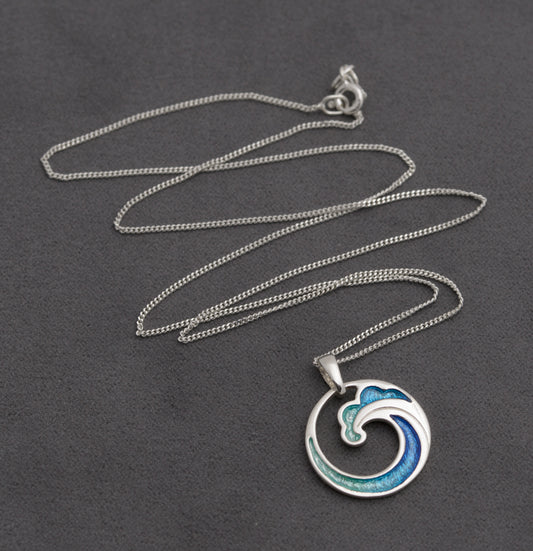 Malcolm Gray - Ortak Jewellery Sterling Silver & Enamel Costal Pendant Necklace (B2498)
