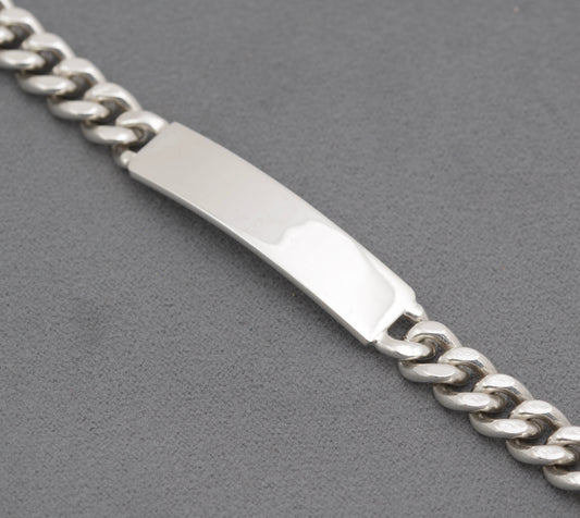 Vintage Sterling Silver Curb Link Chain Identity ID Bracelet Hallmarked 1975 (B2505)