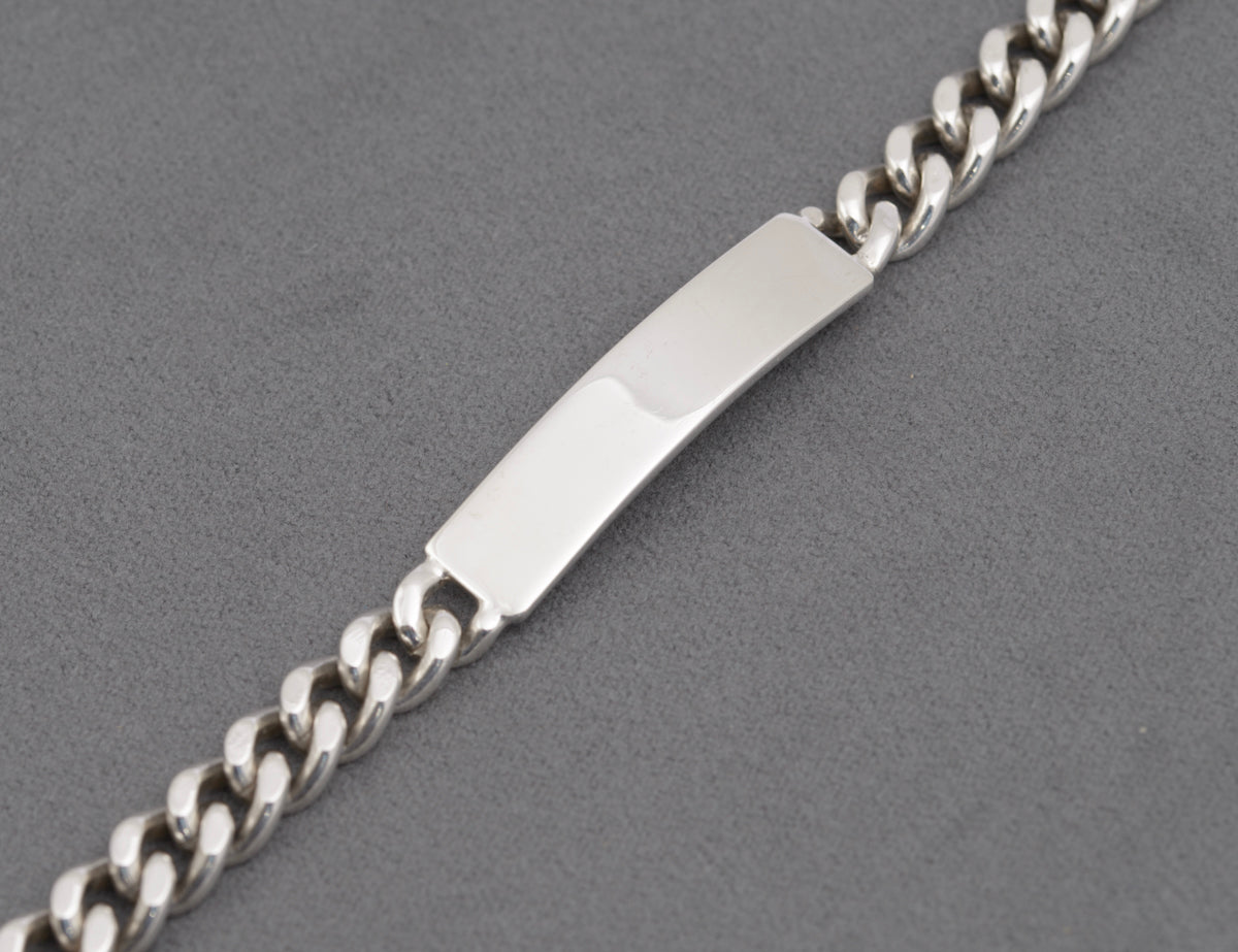 Vintage Sterling Silver Curb Link Chain Identity ID Bracelet Hallmarked 1975 (B2505)