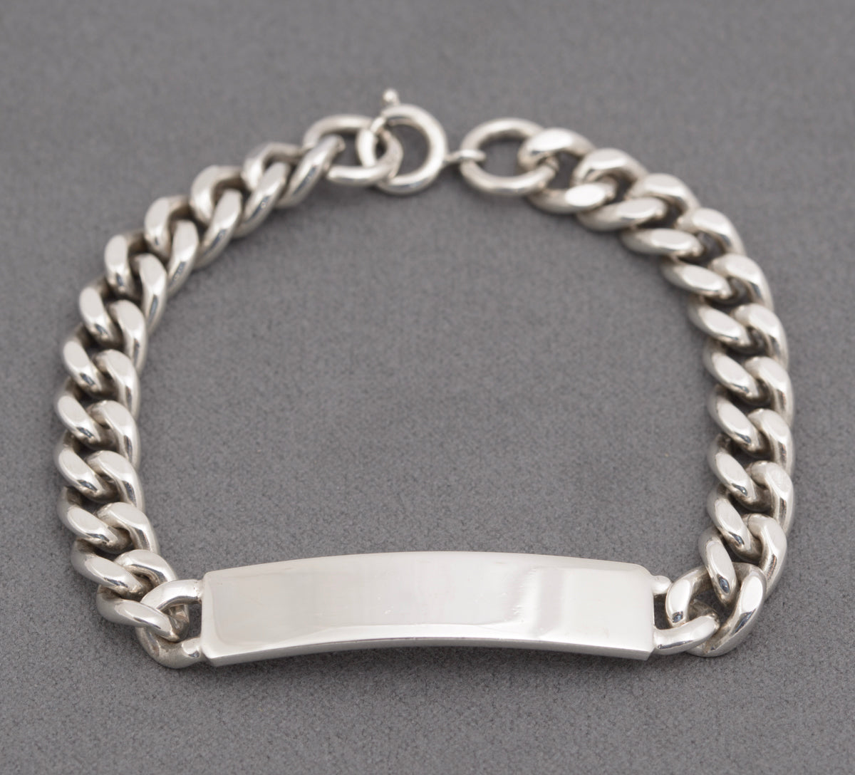 Vintage Sterling Silver Curb Link Chain Identity ID Bracelet Hallmarked 1975 (B2505)