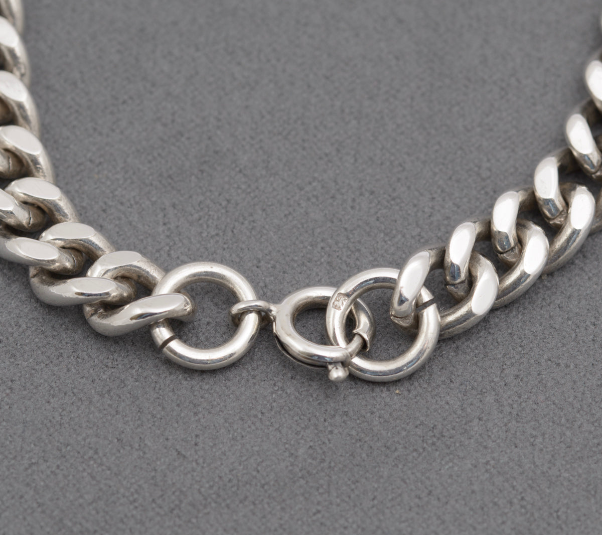 Vintage Sterling Silver Curb Link Chain Identity ID Bracelet Hallmarked 1975 (B2505)